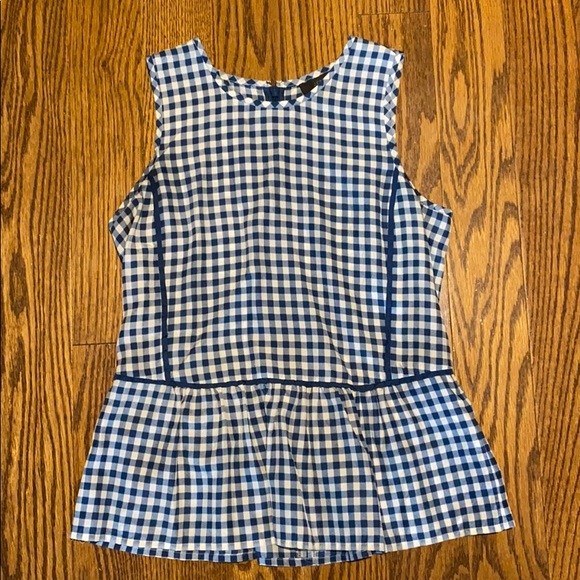 J Crew gingham peplum top 100% silk - Picture 2 of 5